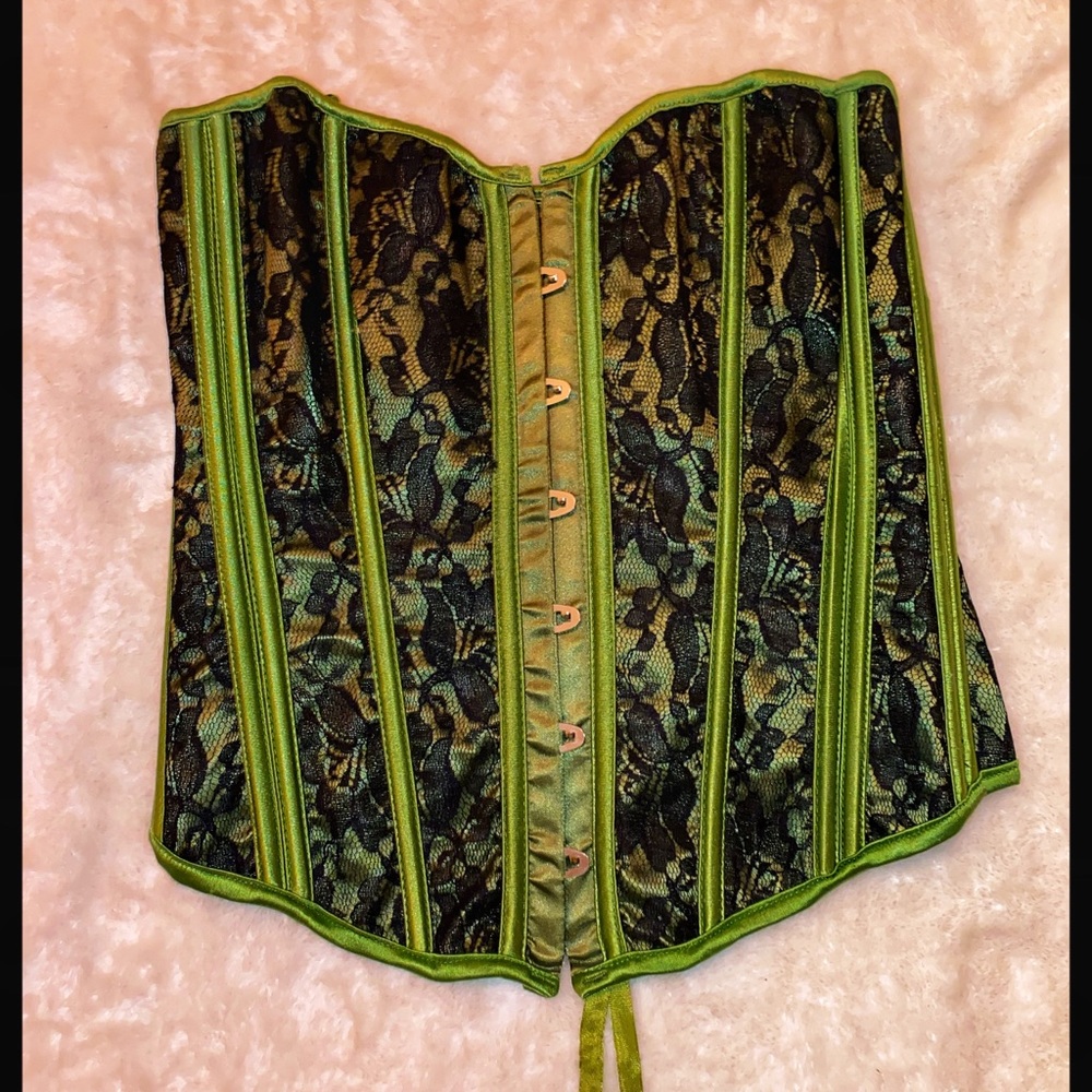 Green and Black Lace Corset